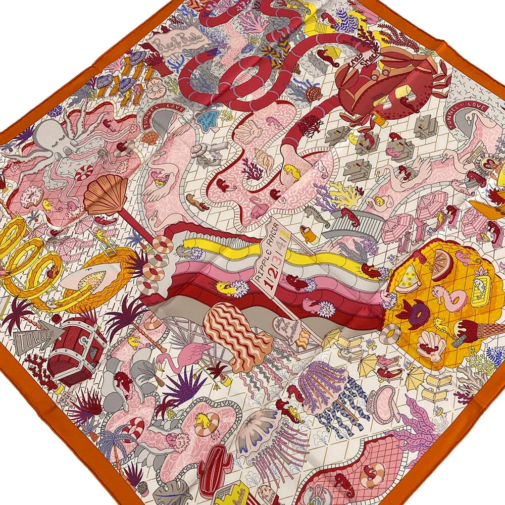 Hermes Carre 90 Light Pink Orange Multi #332696H10B